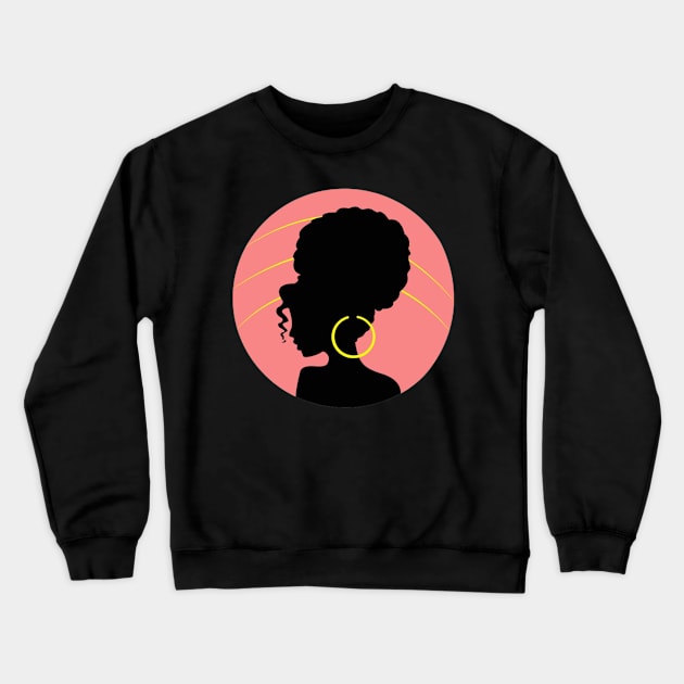 Big Curly Afro Natural Hair Black Woman Crewneck Sweatshirt by rogergren